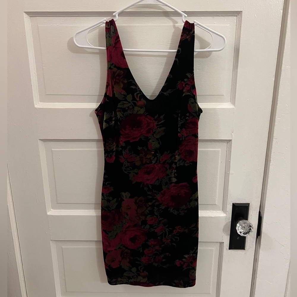 ASTR velvet floral mini dress small